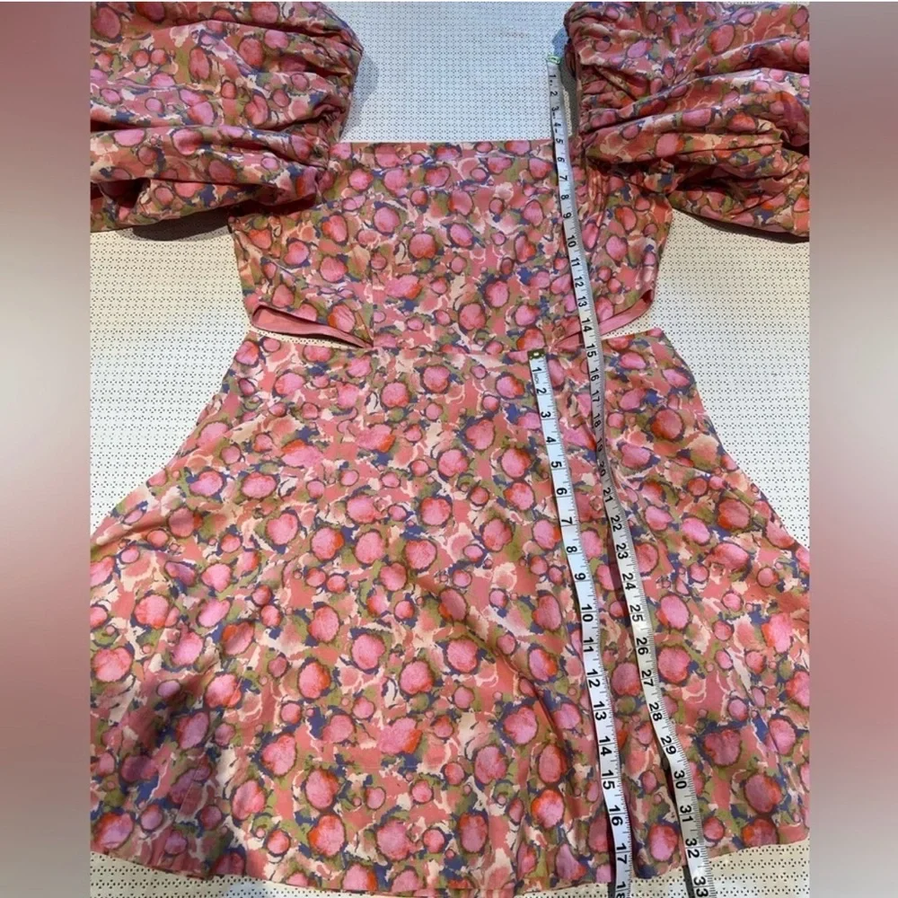 Aureta by Anthropologie Ada Mini Floral Puff Sleeve Dress Size L - Picture 7 of 14